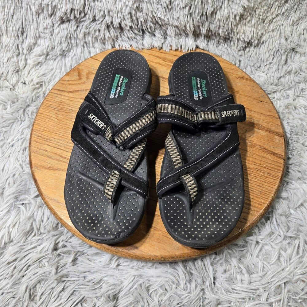 Skechers Black Tan Woven Sport Sandals Men 11 Outdoor Lifestyle Adjustable Strap